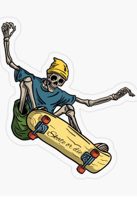 Surf Stickers, Skate Stickers, Skeleton Sticker, Ed Design, Spooky Stickers, Stickers Design, Skateboard Design, Skateboard Stickers, Skateboarder