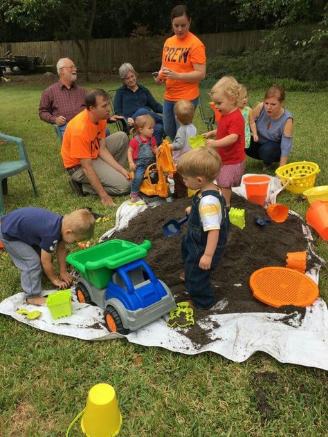 Construction party. Dirt pile with hidden toys and bugs Construction Party Mom Outfit, Construction Party, Construction Birthday, Third Birthday, Bday Ideas, Birthday Boy, Mom Outfits, Bday Party, 3rd Birthday