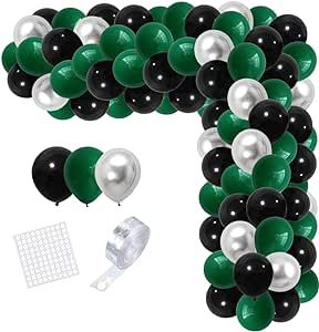 Emerald Green Balloons, Black Balloon Garland, Baby Shower Camo, Green Balloons, Camo Baby, Black Balloon, New Year's Party Decorations, Graduation Party Decorations, Silver Balloon