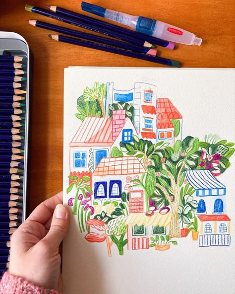 I had so much fun working with @derwentartau on this sweet little illustration, using their beautiful Inktense Ink pencils! So lovely to… | Instagram Pencil Inspiration, Watercolor Pencil Art, Color Pencil Illustration, Paint Illustration, Art Zine, Posca Art, Art Pencils, Artist Sketchbook, Different Art Styles