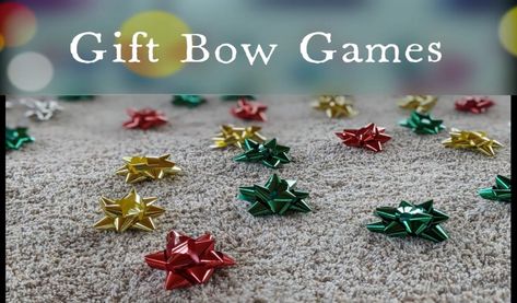 Christmas Games With Gift Bows, Christmas Bow Games For Kids, Christmas Games With Bows, Christmas Bow Game, Kids Christmas Party Activities, Christmas Party Games For Kids, Christmas Gift Bow, Christmas Party Activities, Kids Christmas Party