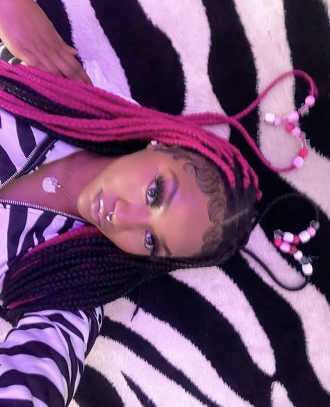 Pink Box Braids, Hair Braid Patterns, Braiding Hairstyles, Era Aesthetic, Healing Era, Big Box Braids Hairstyles, Cute Braided Hairstyles, Dyed Hair Inspiration, Cute Box Braids Hairstyles