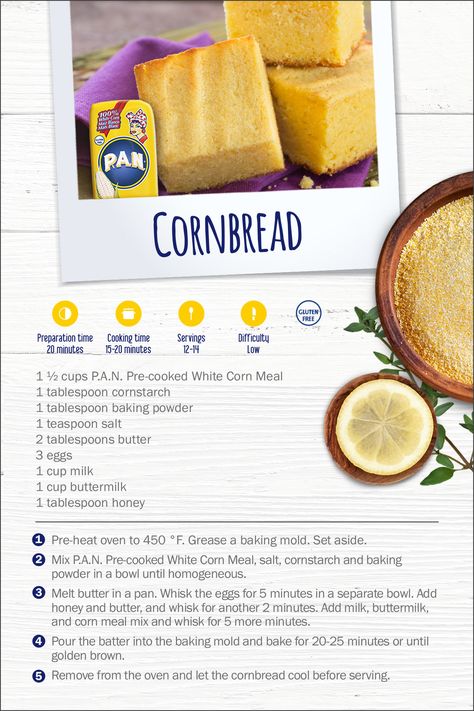 Enjoy a gluten-free cornmeal that is perfect for culinary exploration. Corn Flour Recipes, White Corn Meal, Cornmeal Recipes, Arepas Recipe, Savory Bread Recipe, Savory Breads, Gluten Free Cornbread, Gf Baking, Gluten Free Biscuits