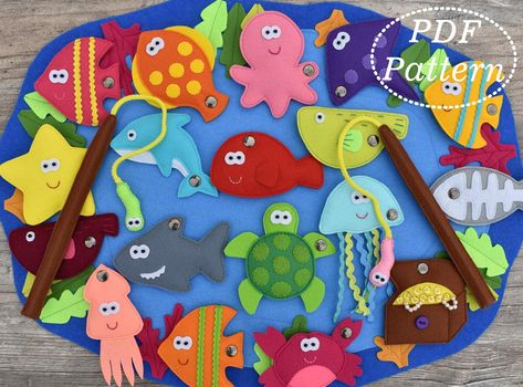 Diy Fishing Game, Felt Fishing Game, Clothes Pin Games, Felt Games, Fish Games, Magnetic Fishing Game, Felt Fish, Educational Toys For Toddlers, Clothespin Dolls