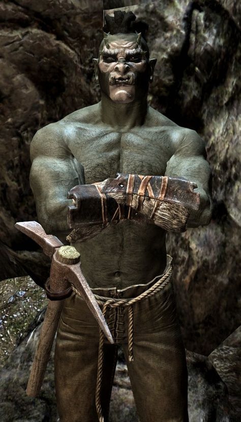 Skyrim Orc, Skyrim Game, Orc Warrior, Elder Scrolls Art, Gay History, Fantasy Ideas, Eyes Wide Open, Elder Scrolls Skyrim, The Bad Guys