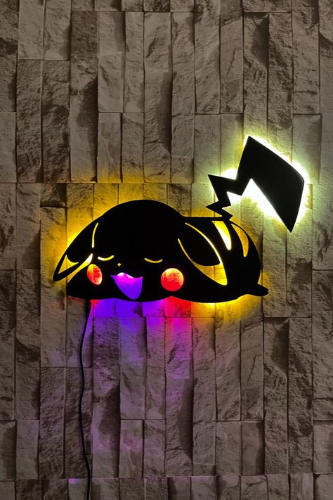 3d Tiskárna, Wall Art Anime, Wall Decor Kids Room, Neon Light Art, Ghost Pokemon, Sign Board Design, Carved Wood Signs, Anime Decor, Neon Sign Bedroom