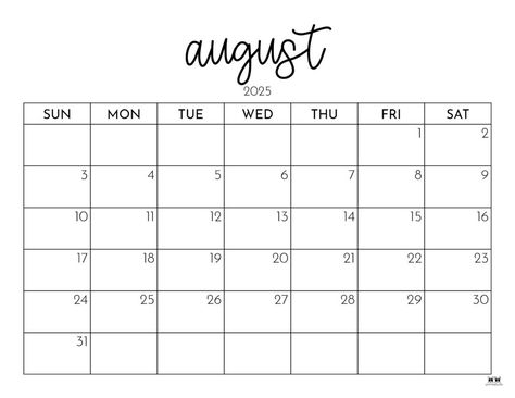 Pick from 107 August 2025 calendars to stay organized as summer winds down and school starts up! Print your calendar of choice from home! 100% FREE! August 2025 Calendar, May 2025 Calendar, August Calendar, Budget Planner Template, School Starts, Organizing Time, Writing Therapy, Blog Planner, Planner Ideas