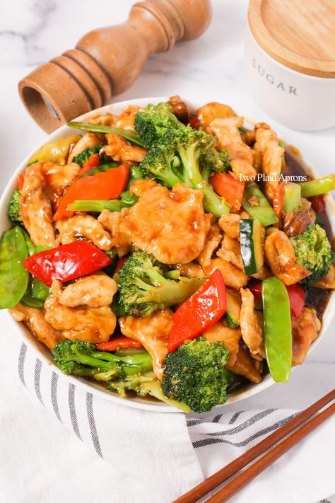 Chicken with Mixed Vegetable Stir Fry | Two Plaid Aprons Chicken With Mixed Vegetables Chinese, Chicken With Mixed Vegetables, Best Seafood Chowder Recipe, Chicken Vegetable Stir Fry, Dressing Casserole, Chicken And Dressing Casserole, Chowder Recipes Seafood, Homemade Chinese Food, Healthy Vegetable Recipes