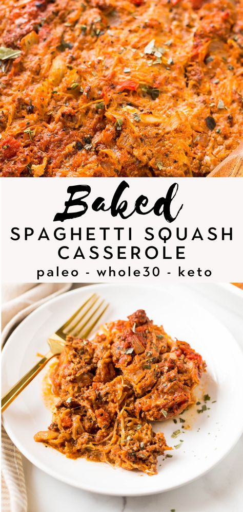 Paleo Spaghetti Squash Casserole, Whole 30 Spaghetti Squash, Casserole Italian, Baked Spaghetti Squash Casserole, Paleo Spaghetti, Keto Spaghetti, Italian Spaghetti, Spaghetti Squash Casserole, Whole30 Dinner Recipes