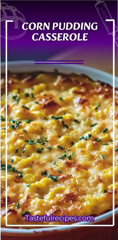 Corn Pudding Casserole is a creamy, comforting side dish that blends sweet corn with a smooth, custardy base. With a golden, slightly crispy top and a rich, soft center, it’s the perfect complement to your holiday meals or any family gathering. This dish is quick to prepare and packed with flavor. #CornPudding #CornCasserole #SideDish #ComfortFood #HolidaySideDish #ThanksgivingSides #CornRecipes Corn Pudding Casserole, Corn Pudding, Corn Casserole, Creamed Corn, Holiday Side Dishes, Corn Recipes, Roasted Meat, Thanksgiving Sides, Holiday Meals