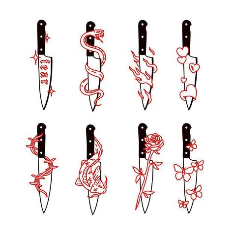 Cute Knife Tattoo Women, Knife Tattoo Drawing, Knife Matching Tattoo, Knife Sleeve Tattoo, Small Knife Tattoos For Women, Pretty Knife Tattoo, Knife Flash Tattoo, Beginner Tattoos Ideas For Women, Knife Tattoo Women