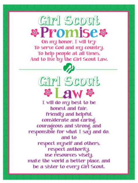 Girl Scout Brownies Meetings, Girl Scout Daisy Petals, Girl Scout Songs, Girl Scout Daisy Activities, Girl Scout Meeting Ideas, Girl Scout Promise, Scout Law, Girl Scout Mom, Girl Scout Law