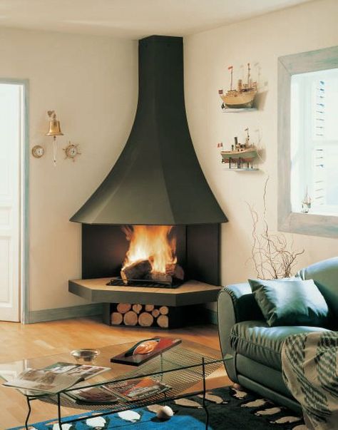 92 Of The Best Corner Fireplace Ideas To Save Space And Get Cozy Mid Century Modern Living Room Design, Living Room With Tv, Living Room Design Diy, Corner Fireplace Living Room, Room With Tv, Corner Gas Fireplace, Fireplaces Layout, Freestanding Fireplace, Mid Century Modern Living