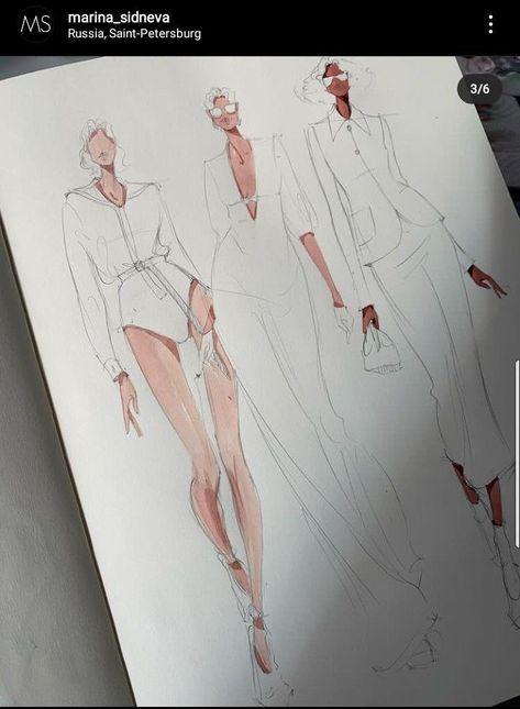 Marina Sidneva Illustration, Posing Sketch, Fashion Illustration Portfolio, Fashion Illustration Template, Fashion Sketchbook Inspiration, Fashion Illustration Poses, Fashion Design Classes, Fashion Model Sketch, Fashion Illustration Tutorial