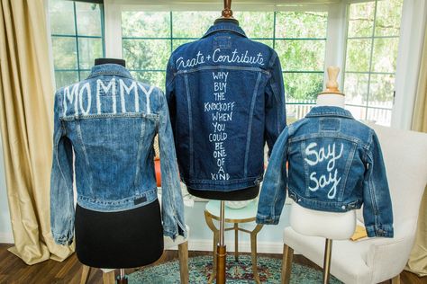 Chic and trendyDIY Bleach Writing Clothes by Orly Shani! Don't miss Home & Family weekdays at 10a/9c on Hallmark Channel! Diy Clothes Easy, Sew Upcycle, No Sew Ideas, Diy Clothes Refashion Videos, Diy Bleach, Jean Jacket Diy, Bleached Denim Jacket, Bleach Shirt Diy, Fabric Sewing Ideas