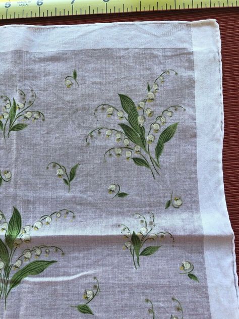 VINTAGE LILY OF the Valley Handkerchief Hanky White - $2.25 | PicClick Yardley Perfume, Vintage Lily Of The Valley, Flower Handkerchief, Lily Dress, Cool Embroidery, Born In May, Lily Of The Valley Flowers, Valley Flowers, Daisy Bouquet