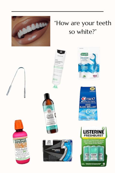 Want a whiter, brighter smile? Discover the must-have products for an effective teeth whitening routine! From whitening strips to oil pulling and dental care essentials, these products will help you achieve that sparkling white smile. Perfect for those looking to enhance their dental hygiene and get rid of stains. Note: This post contains affiliate links, which means I may earn a small commission at no extra cost to you if you purchase through my link. Proper Way To Brush Your Teeth, How To Have A White Teeth, Best Oral Hygiene Routine, White Teeth Routine, Whiter Teeth Tips, Teeth Whitening Routine, Dental Care Routine, Tooth Care Routine, How To Have White Teeth