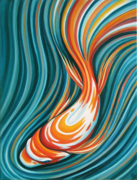 Water Distortion, Akrilik Painting, Koi Painting, Koi Art, Pouring Art, Fish Painting, Art Inspiration Painting, Art Painting Acrylic, Fish Art