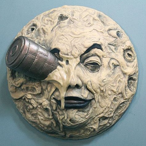 A Trip To The Moon, George Melies silent movie sculpture Georges Melies, A Trip To The Moon, Sketch Tattoos, Winona Mn, Motifs Art Nouveau, George Melies, You Are My Moon, Science Fiction Film, Room Stuff