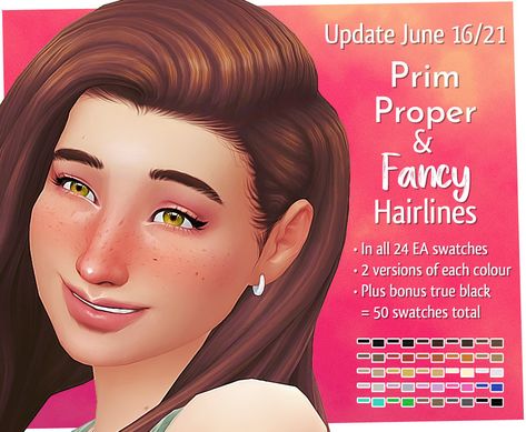 Hairline Cc Sims 4, Sims 4 Cc Hairline, Sims 4 Hairline, Hair Color Swatches, Sims Lookbook, Sims 4 Nails, Sims Challenge, Sims 4 Decades Challenge, Sims 4 Cheats