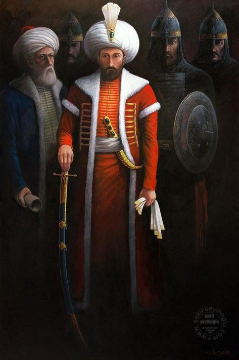 Fatih Sultan Mehmet  Osmanlı İmparatorluğu'nun yedinci padişahı, II. Mehmet, Meḥmed-i Sânî veya bilinen ismiyle Fatih Sultan Mehmet, Avrupa'da tanınan adıyla Grand Turco (Büyük Türk) veya Turcarum Imperator (Türk İmparatoru), vefatına kadar 32 sene boyunca hüküm sürmüş ve hüküm süresince 1000 yıllık bir İmparatorluğa son vermiş, orta çağın bitmesi ve yeni çağın başlamasına vesile olmuştur. Mehmed The Conqueror, Empire Wallpaper, Ottoman Turks, Empire Ottoman, Historical Objects, Anime Muslim, Art And Literature, Islamic Paintings, Arabic Art