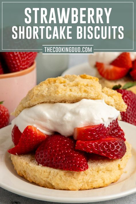 Satisfy your sweet tooth with these irresistible Strawberry Shortcake Biscuits! A delightful dessert that combines fluffy biscuits with juicy strawberries and creamy whipped cream. Perfect for indulging after dinner or as a special treat anytime! Sweet Biscuit Recipe, Shortcake Recipe Easy, Simple Whipped Cream, Strawberry Shortcake Biscuits, Shortcake Biscuits, Homemade Strawberry Shortcake, Strawberry Shortcake Recipe, Easy Strawberry Shortcake, Strawberry Shortcake Recipes