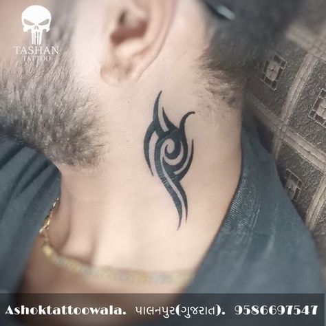 Neck Small Tattoo, Neck Tattoo Designs Men, Men's Side Neck Tattoos, Tattoos For Men Neck, Men’s Neck Tattoos, Side Neck Tattoos For Men, Tattoo For Neck, Ear Lobe Tattoo, Neck Tattoo Design