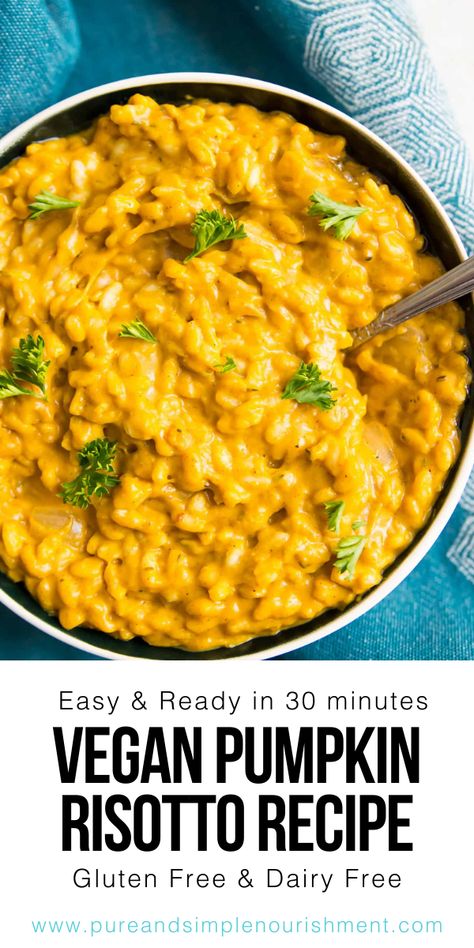 Dairy Free Risotto, Pumpkin Risotto Recipes, Gluten Free Fall Recipes, Pumpkin Recipes Dinner, Vegan Risotto, Pumpkin Risotto, Dairy Free Pumpkin, Vegan Pumpkin Recipes, Fall Vegan Recipes