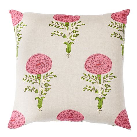 Marigold 22" Pillow - Pink Furniture & Accessories | Schumacher Schumacher Pillows, Lake Minnetonka, Pink Furniture, Bodhi Tree, Luxury Pillows, Cape House, Bedroom Redo, Summer 2025, Accent Throw Pillows