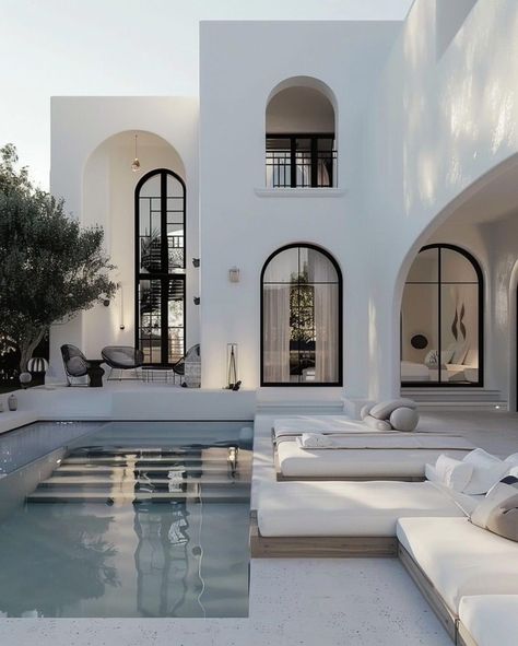 Bali Instagram, Mediterranean Homes Exterior, Bali Design, Bali House, House Outside Design, Hamptons Style, Spanish House, Mediterranean Homes, Greek Style