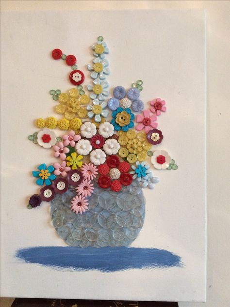 My latest button art picture Button Crafts For Kids, Button Tree Art, Button Art On Canvas, Button Wall Art, Vintage Buttons Crafts, Button Art Projects, Button Canvas, Buttons Crafts Diy, Button Creations