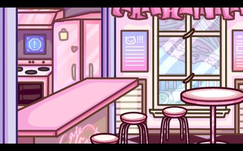 Gacha Life Backgrounds Cafe, Gacha Cafe Background, Gacha Life Backgrounds, Gacha Background, Pink Cafe, Gacha Backgrounds, Background Animation, Paper Dolls Diy, Heaven And Hell