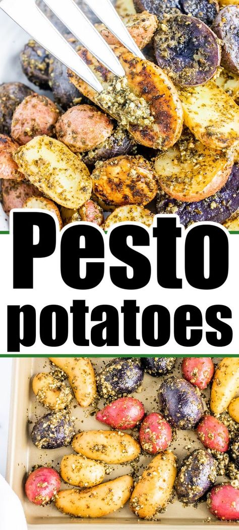 Fish Pesto, Potato Medley Recipe, Pesto Fish, Potato Medley, Potatoes In The Oven, Pesto Potatoes, Potatoes Roasted, Potatoes In Oven, Roasted Fingerling Potatoes