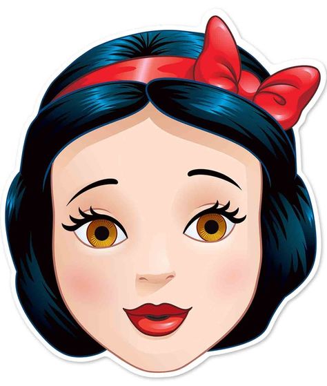 Cardboard Face Mask, Cardboard Face, Disney Characters Christmas, Princess Card, Official Disney Princesses, Party Face Masks, Princess Face, Snow White Disney, White Face Mask