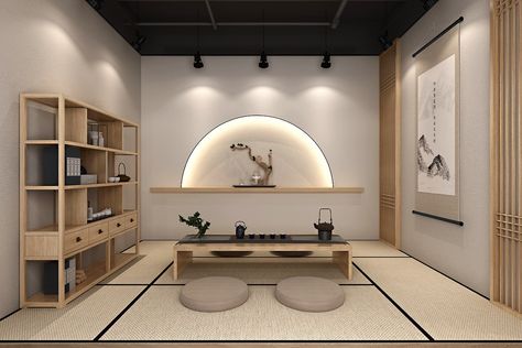 51 Tea Rooms Design Ideas With Tips And Accessories To Help You Design Yours Zen Tea Room Design, Japanese Tea Room Interior, Japandi Tea Room, Japanese Tea Room Design, Asian Tea Room, Japan Room Ideas, Chinese Tea Room Design, Japanese Tea House Interior, Tea Bedroom