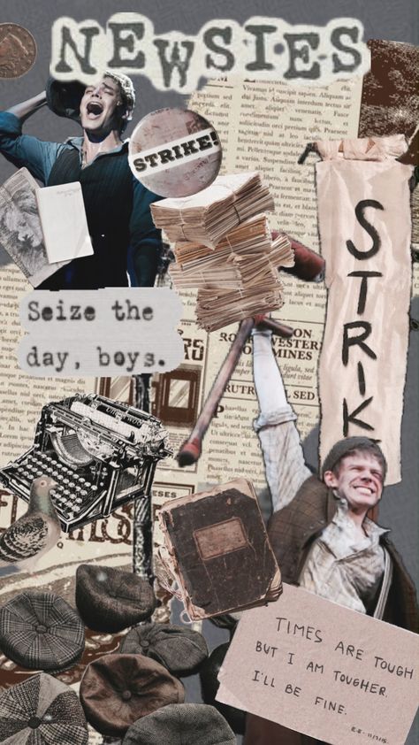 NEWSIES 🗞️📰🩶🩼 ( it is a musical) Newsies Aesthetic, Broadway Wallpaper, Newsies Broadway, Newsies, Aesthetic Collage, Teaching Art, Phone Wallpaper, Broadway, Musical