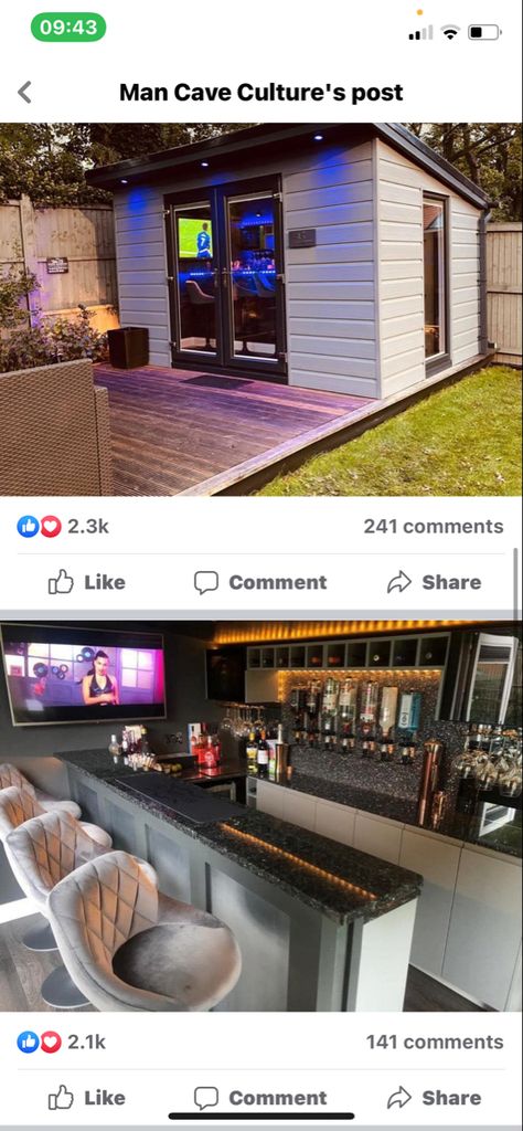 Shed Hangout Ideas Backyards, Backyard Mancave, Diy Outdoor Man Cave, Amazing Sheds, Man Cave Home Bar Shed, Bar Ideas For Shed, Man Cave Outdoor Shed, Man Cave Backyard Ideas, Outside Shed Bar Ideas