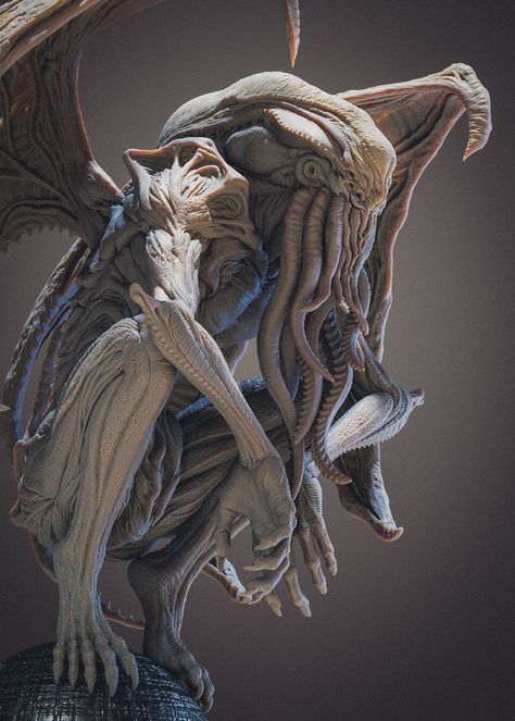 ArtStation - Cthulhu Chuthulu Drawing, Blender 3d Sculpting, Cthulu Monster, Cthulhu Sculpture, Cthulhu Statue, Lovecraft Monsters, Cthulhu Art, Creature 3d, Lovecraft Cthulhu