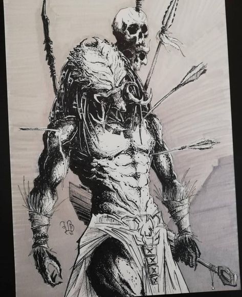 Predator Fanart, Oracle Cards Art, Predator Tattoo, Predator Artwork, Predator Alien Art, Combat Art, Alien Vs Predator, Grunge Art, Alien Vs