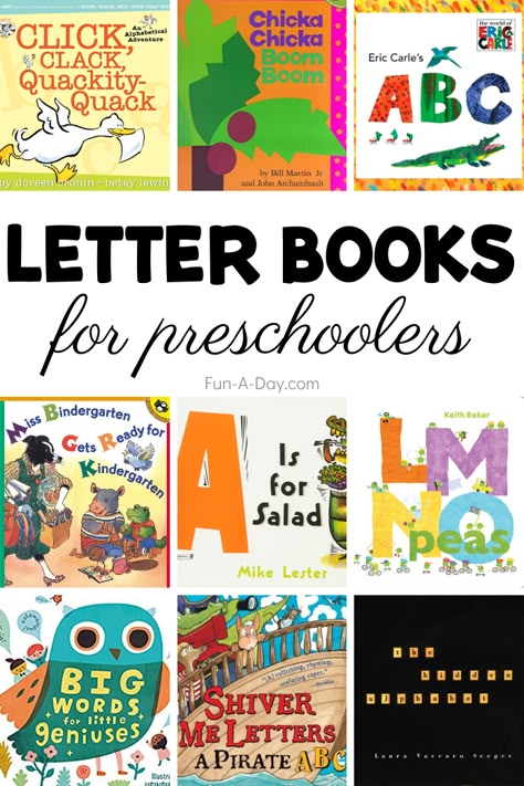 Books for preschool that teach the alphabet! There's also books for toddlers, elementary-aged kids, and some that adults will love, too! Alphabet books are a great way to learn the alphabet and build early literacy skills. Letter R Books For Preschoolers, Books For Preschool, Books For Preschoolers, Pre K Pages, Alphabet Books, Early Literacy Activities, Articulation Therapy, Book Recommendation, Kindergarten Books