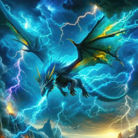 Dragon Lightning, Electric Dragon, Cool Dragon Pictures, Dragon Transformation, Lightning Dragon, Elemental Dragons, Thunder Dragon, Dark Fantasy Artwork, Dragon Artwork Fantasy