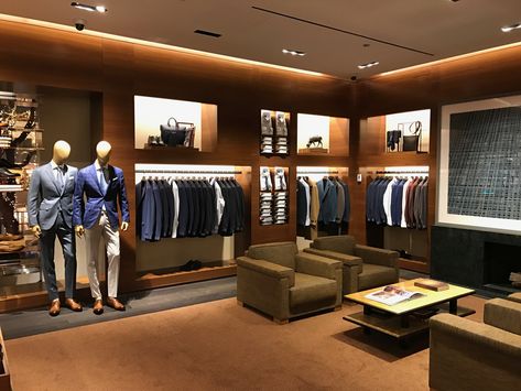 Zegna Store, Fashion Retail Interior, Boutique Store Displays, Retail Store Interior Design, Suit Stores, Clothing Store Interior, Fashion Designer Studio, Clothing Store Design, Store Design Boutique