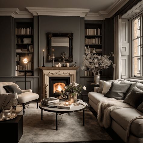 Lounge Colours Inspiration, Dark Painted Lounge, Painted Lounge Wall, Dark Wall Light Trim, Dark Ceiling Bedroom Paint Colours, Moody Snug Room, Dark Colour Living Room, Brown Paint Living Room Walls, Dark Painted Rooms Interiors