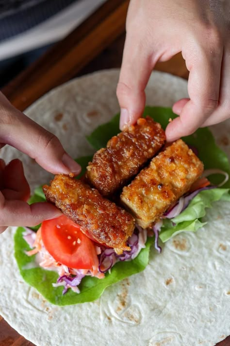 Vegan "Honey" Mustard Tofu Wraps | Pick Up Limes