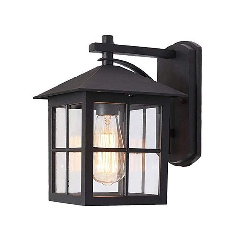 LMDH Classic LED Outdoor Wall Lantern, Black Polypropylene Plastic Porch Lamp with Clear Acrylic Lenses, Waterproof Porch Light Fixtures, Outside Lamp, Exterior House Lights, Outside Lights, Antique Lanterns, Modern Outdoor Lighting, Casa Vintage, Modern Wall Sconces, Wall Lantern, Porch Lighting