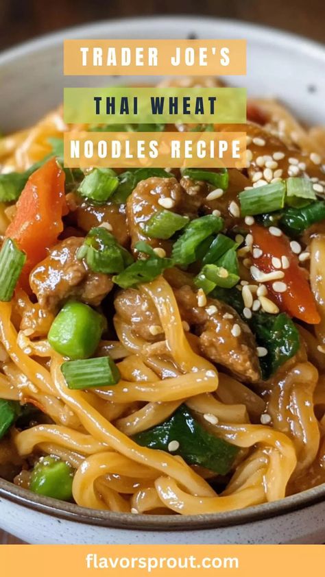 Trader Joe’s Thai Wheat Noodles Recipe – Flavor Sprout Trader Joe’s Thai Wheat Noodles, Trader Joes Thai Wheat Noodles Recipes, Thai Wheat Noodle Recipe, Soyaki Recipe Trader Joe's, Crunchy Chili Onion Trader Joes Recipes, Soyaki Recipe, Thai Wheat Noodles, Trader Joes Recipes Dinner, Trader Joes Recipes Healthy