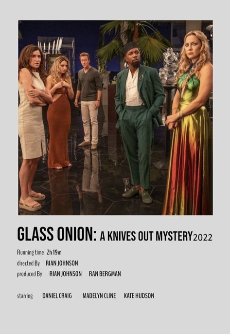 Jessica Henwick, Leslie Odom Jr, Mystery Genre, Glass Onion, Rian Johnson, Kathryn Hahn, Edward Norton, Janelle Monáe, Polaroid Poster