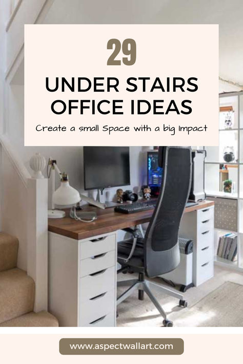 29 Under Stairs Office Ideas - Small Space, Big Impact Under Stairs Office And Storage, Idea For Under Stairs, Home Office Under The Stairs, Understairs Desk Nook, Office Under Stairs Ideas, Under The Stairs Office Ideas, Under Stairs Office Ideas, Under Stair Office, Office Under The Stairs