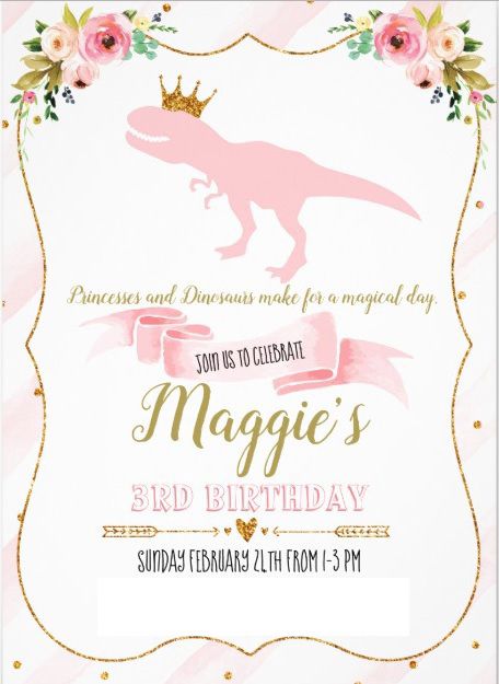 https://www.zazzle.com/princess_dinosaur_party_invitation-256777799269035467 Princess Dinosaur Party Invitations, Dinosaur Princess Birthday Party, Princess And Dinosaur Birthday Party, Dino Princess Party, Dinosaur Princess Party, Princess Dinosaur, Pink Dinosaur Party, Princess Birthday Decorations, Dinosaur Party Invitations