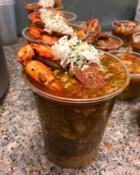 Good afternoon y'all we had gumbo for lunch 😋 #jazzythediva #cateringfood #gumbo #seafoodgumbo #foodstagram #foodpic #goodafternoon #foodpornshare Cajun Shrimp Gumbo, Gumbo Sausage, Louisiana Seafood Gumbo, Cajun Gumbo Recipe, Cajun Recipes Louisiana, Gumbo Seafood, Best Jambalaya Recipe, Crab Gumbo, Cajun Meals